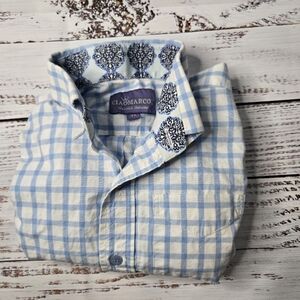 CiaoMarco Italian design Toddler boys button down blue white check shirt size 3t